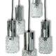 Suspension cascade 5 light chrome steel and glass