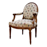 Medallion armchair in natural wood from louis xvi xviii eme century
