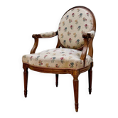 Fauteuil médaillon en bois naturel d’époque louis xvi xviii eme siècle