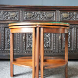 Tables imbriquées japonaises incrustées de Shibayama en noyer burr