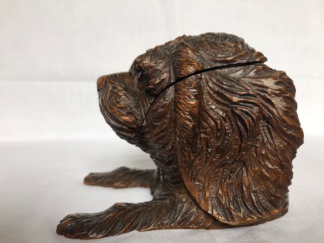 Carved wood inkwell Swiss dog