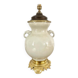 Vase and lamp foot in Chinese porcelain enamelled white cracked ivory - Qing - China XIXth