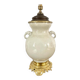 Pied de lampe en porcelaine chinoise émaillée blanche ivoire craquelée - Qing - Chine XIXe