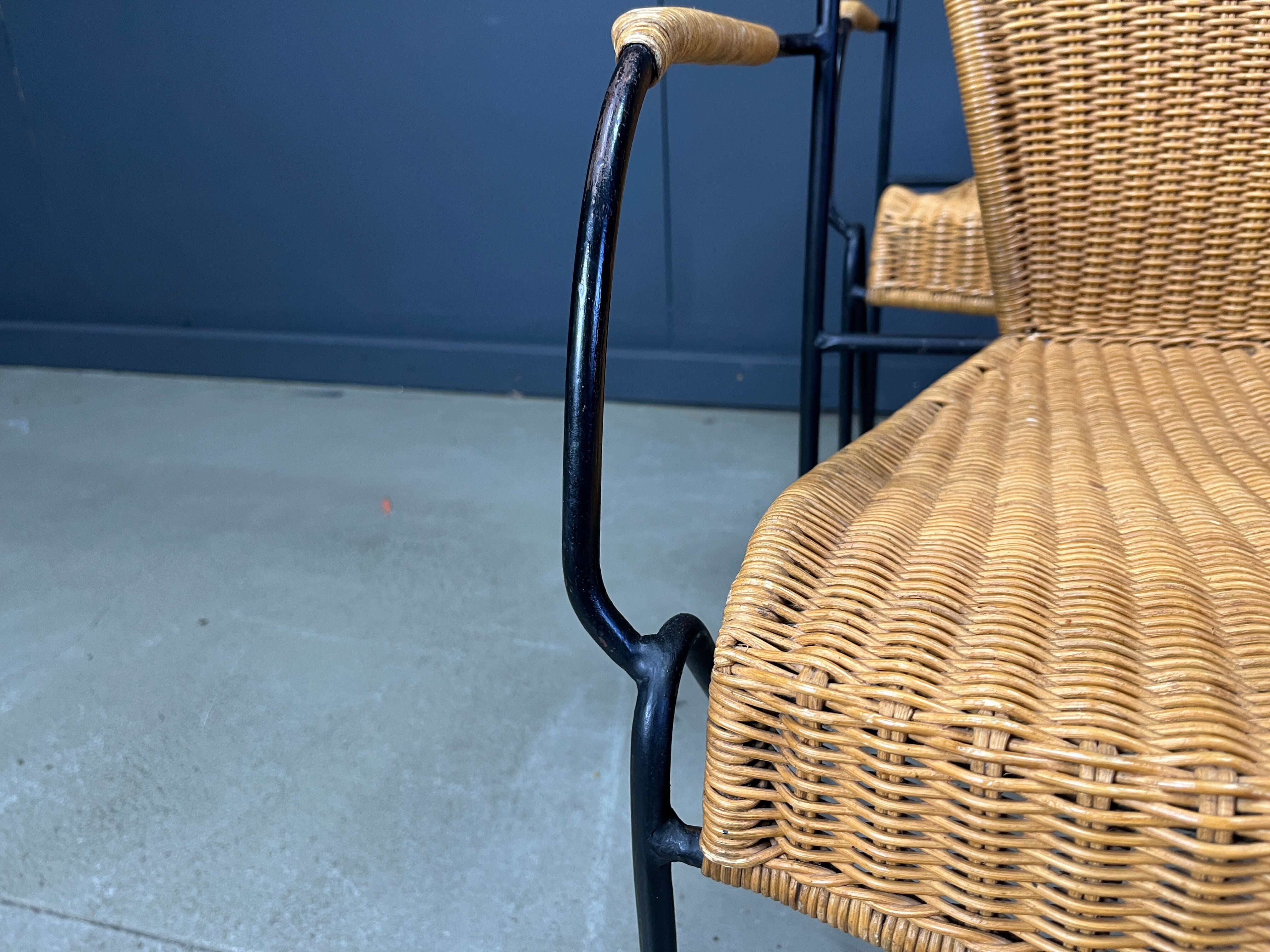 Wicker chairs by Frederick Weinberg, 1960s, set of 6