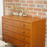 60s teak and brass chest of drawers