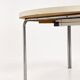 Vintage round extendable dining table, white laminate on chrome legs.