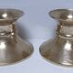 Pair of vintage solid brass hand candlesticks