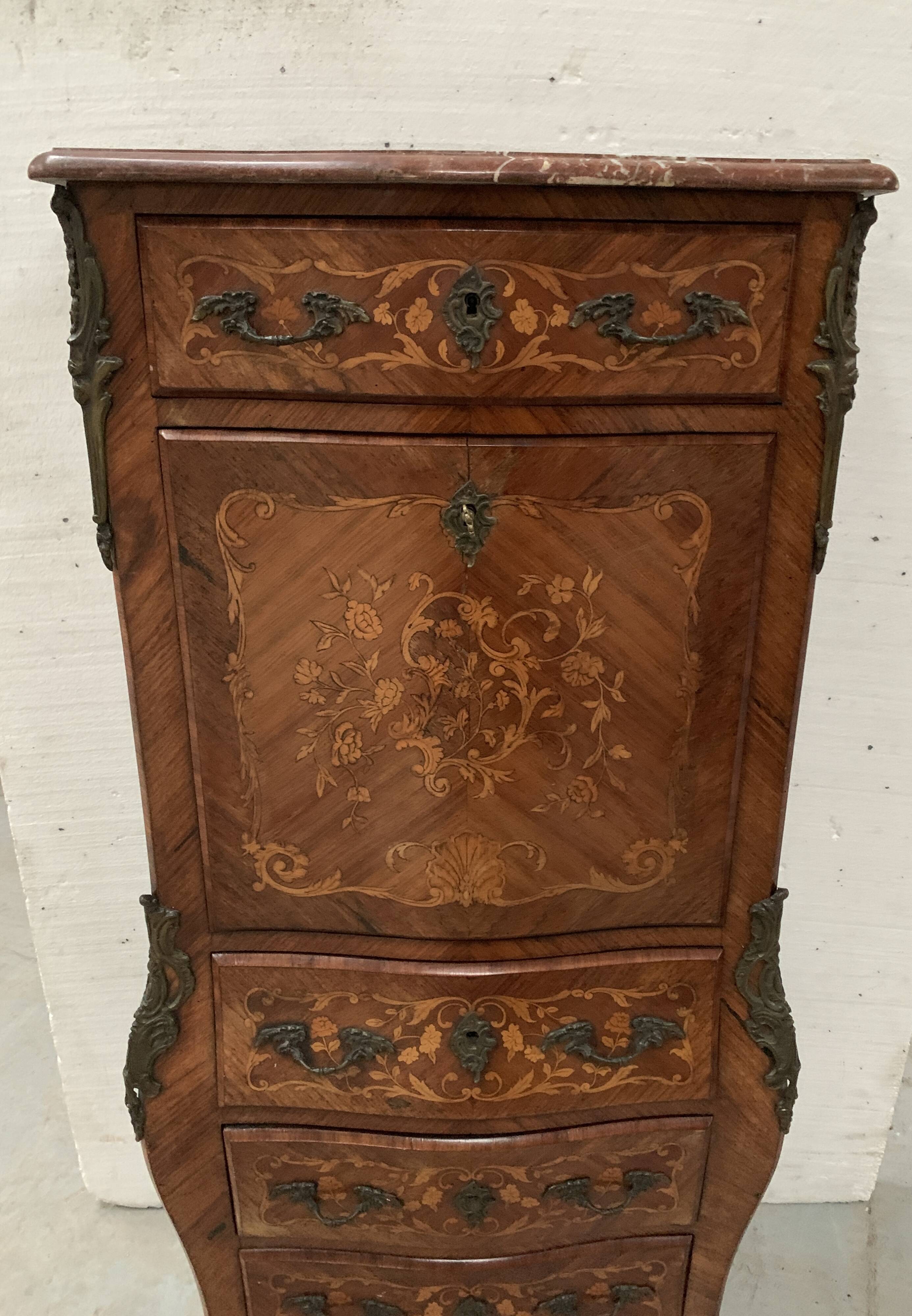 Louis XV style lady's secretary in light wood marquetry, 20th century