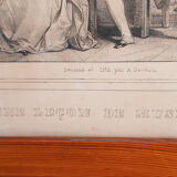 Engraving lithograph Achille Devéria , "The lesson of music "