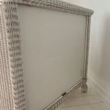 White dresser in vintage rattan