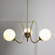 Italian Mid-century Brass and Opaline Glass Chandelier