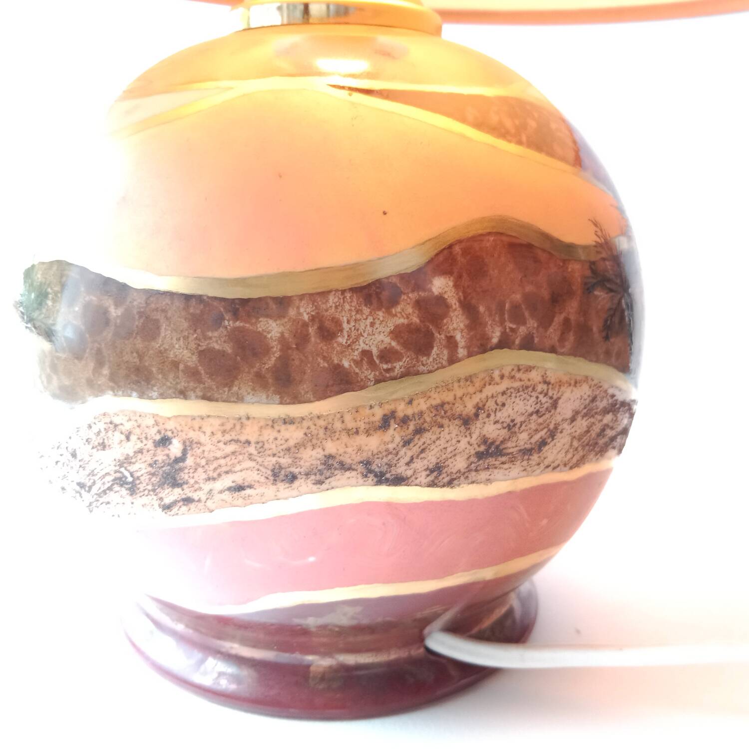 Unique ball lamp, hand-painted by Françoise Bertin