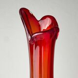 Mid-century red glass vase, Italy, 1970s