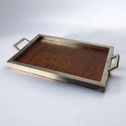 Dior style tray in wood & chromed, Italy, 1970s
