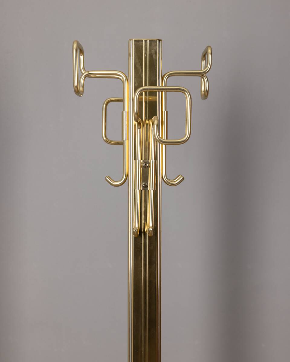 Vintage 80's floor coat rack in golden brass italian design
