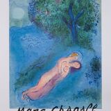 Marc Chagall : Les amoureux devant l'arbre, Philetas-  Lithographie originale signée - 1987