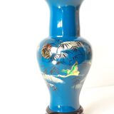Chinese lacque style vase with bird patterns - perfect condition