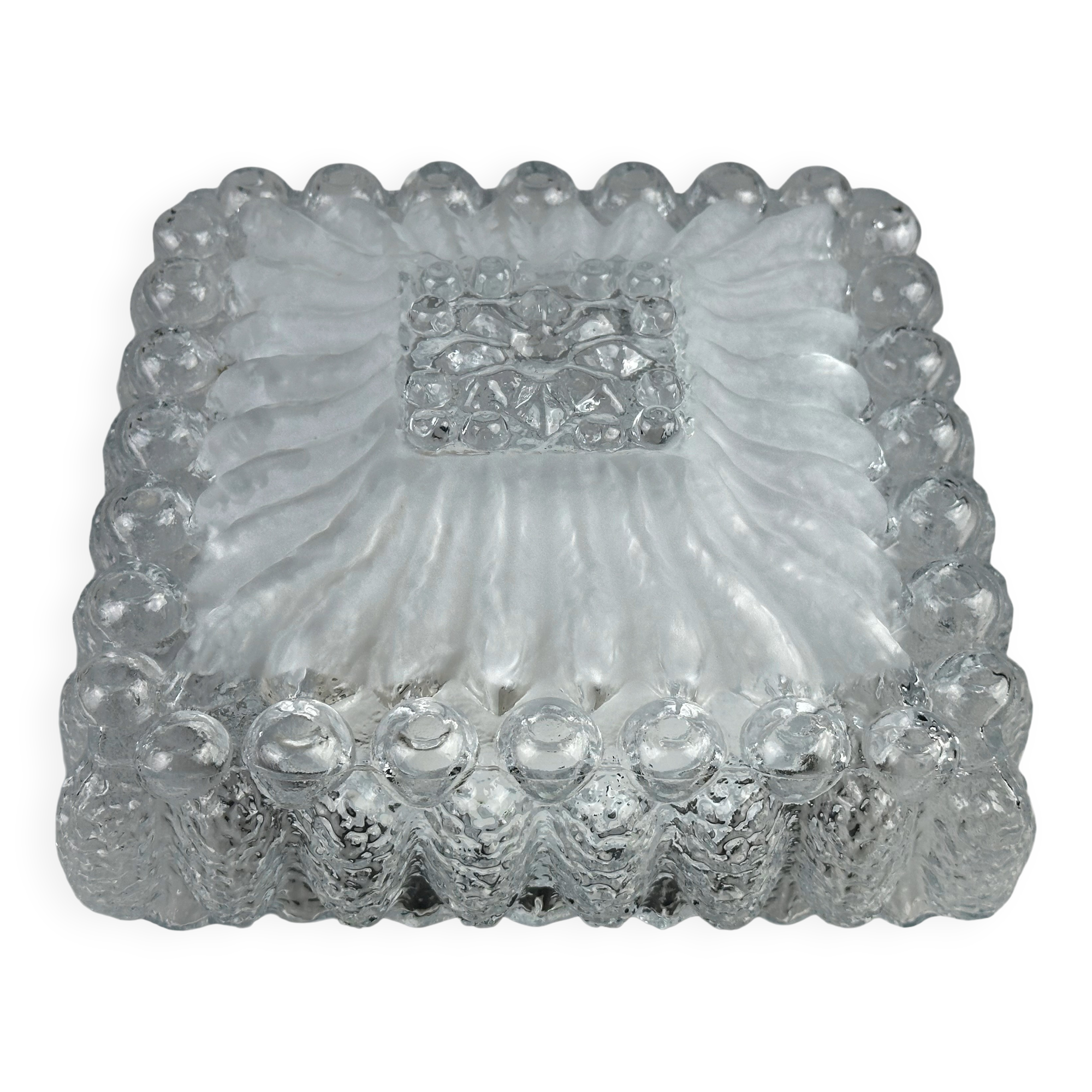 1960s/70s Ceiling Lamp, Flush Mount Glass, German Design