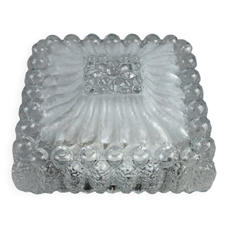 Lampe de plafond des années 1960/1970, montage encastré en verre, design allemand
