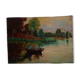 Huile sur toile "Promenade en barque"