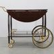 Italian mid-century bar cart with folding leaves, brass and wood