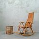 Mid-century bamboo and brass rocking chair and side table from fm, 1950s, set of 2.