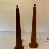 Pair of Bespoke Massive Teak Floor Lamps
