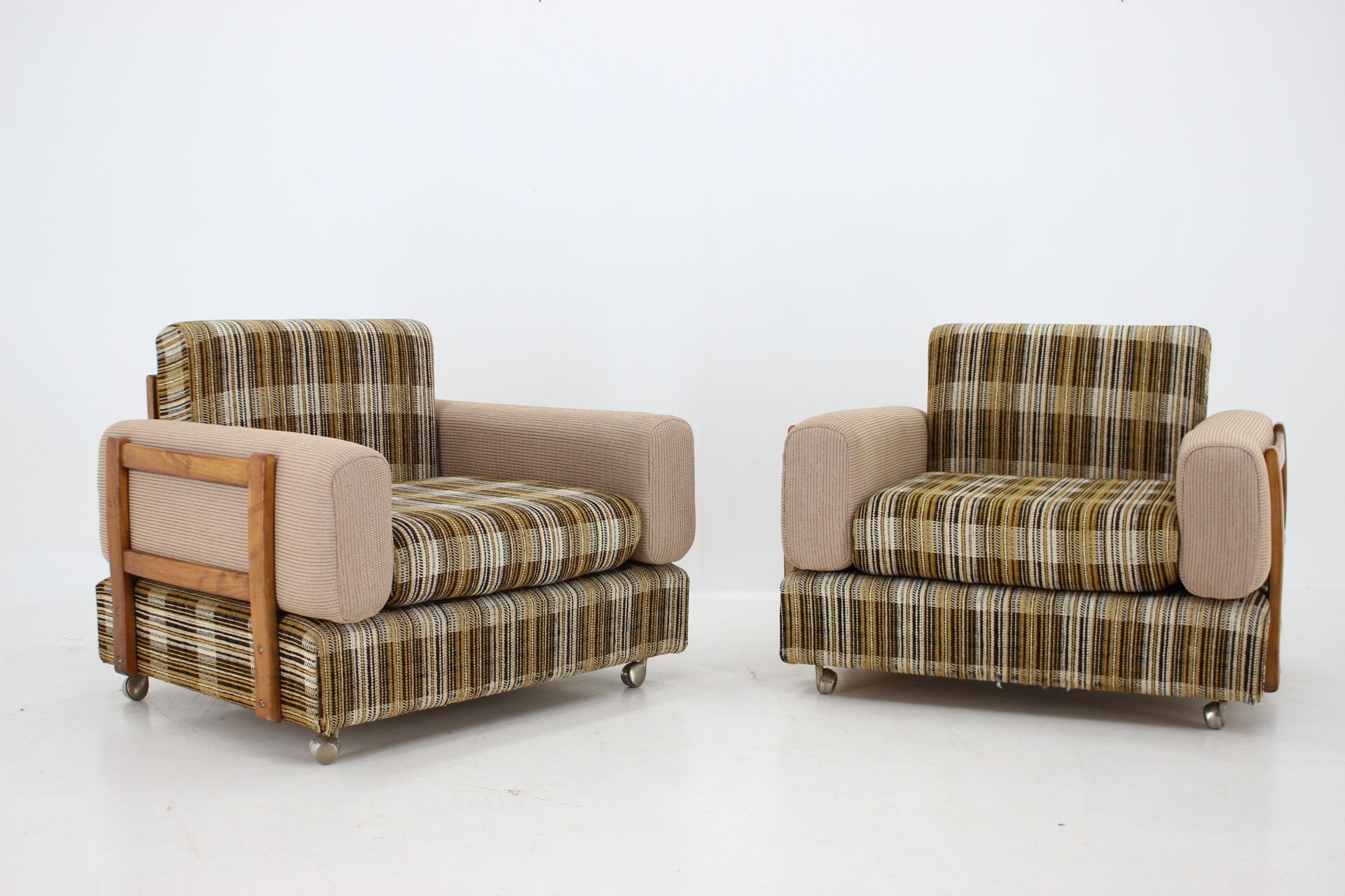 1970s Pair of Armchairs by Drevotvar,Czechoslovakia