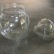 Jar type bonbonnière in translucent glass shape round modernist