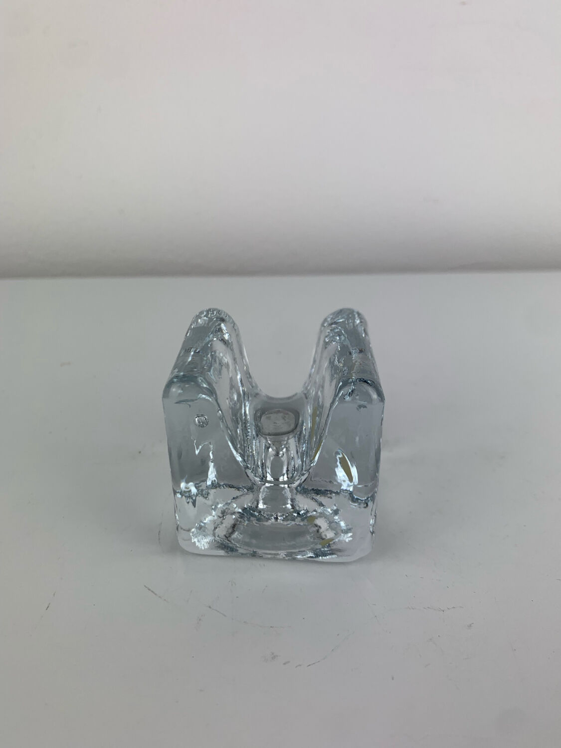 Juhava "ice cube" glass candlestick, vintage