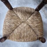 Set of 4 wooden and straw chairs
