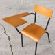 Student desk chair in steel & wood, France 1950s