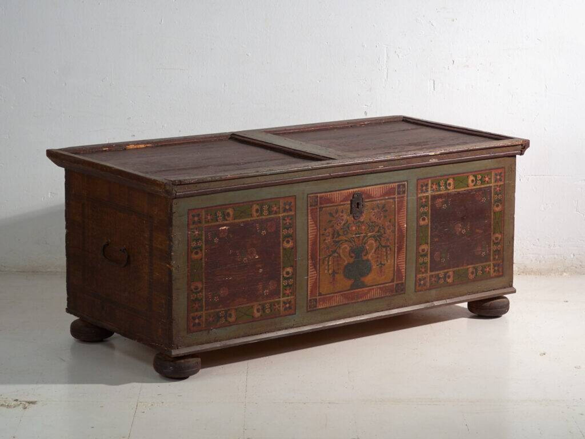 Antique polychrome wedding chest – Central Europe, circa 1850