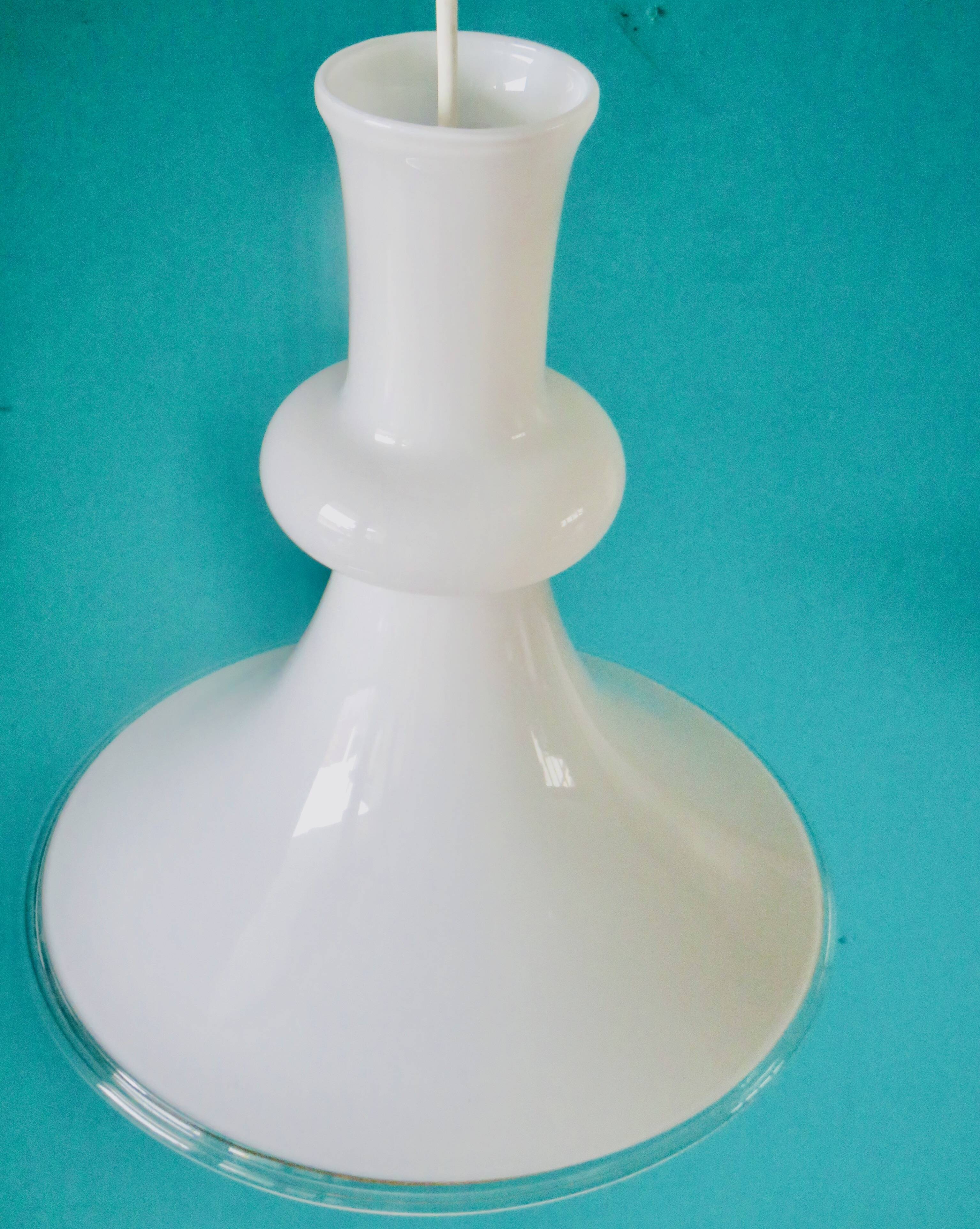 Opal glass pendant lamp by Mickael Bang for Holmegard. Denmark 1972