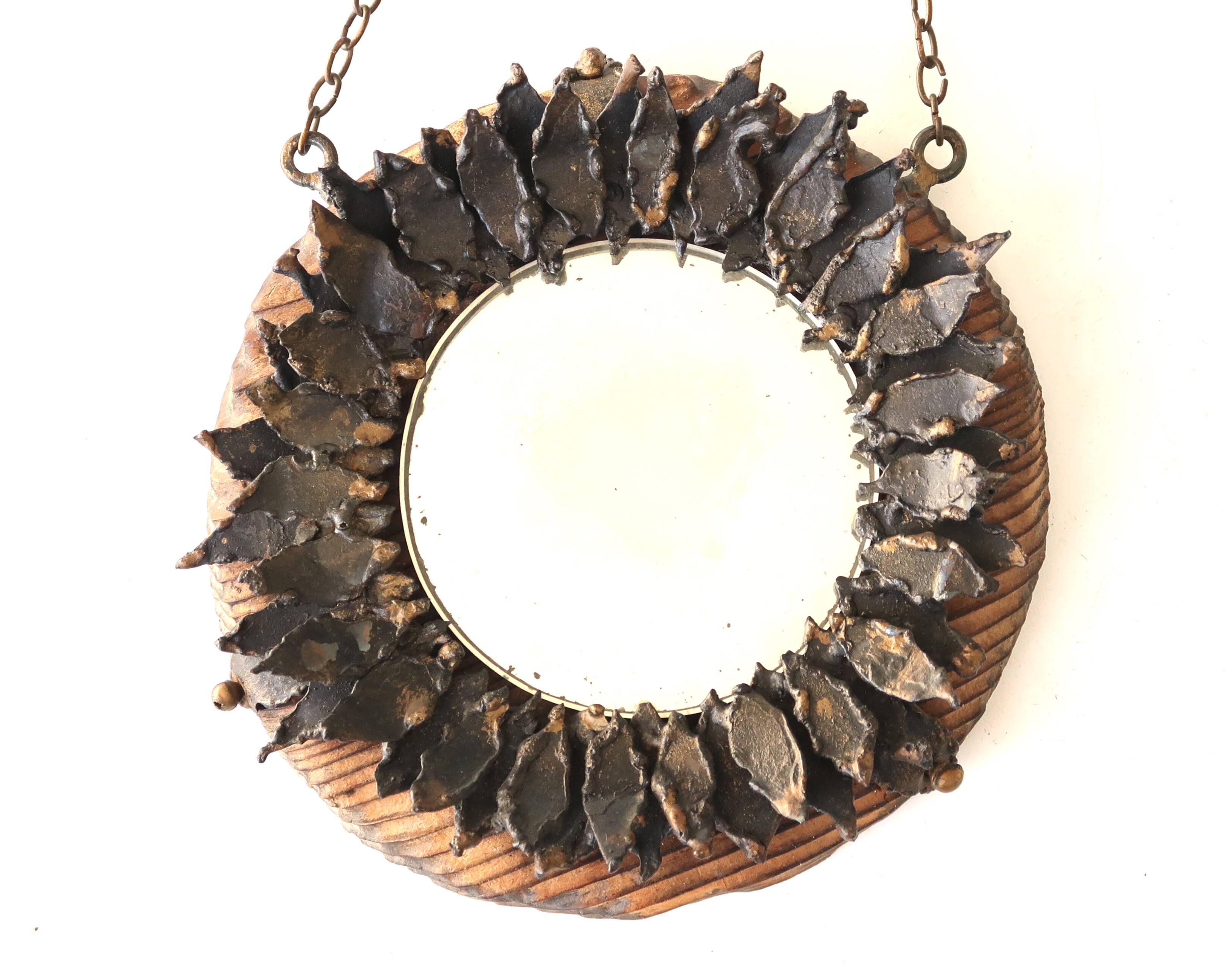 Small black metal sun mirror, 1950s