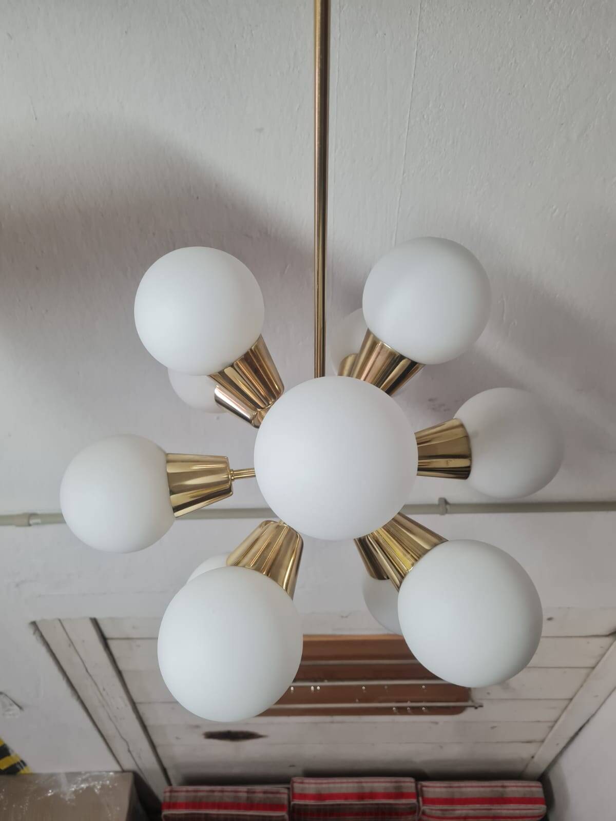 Lustre en laiton « Spoutnik » / Kamenický šenov