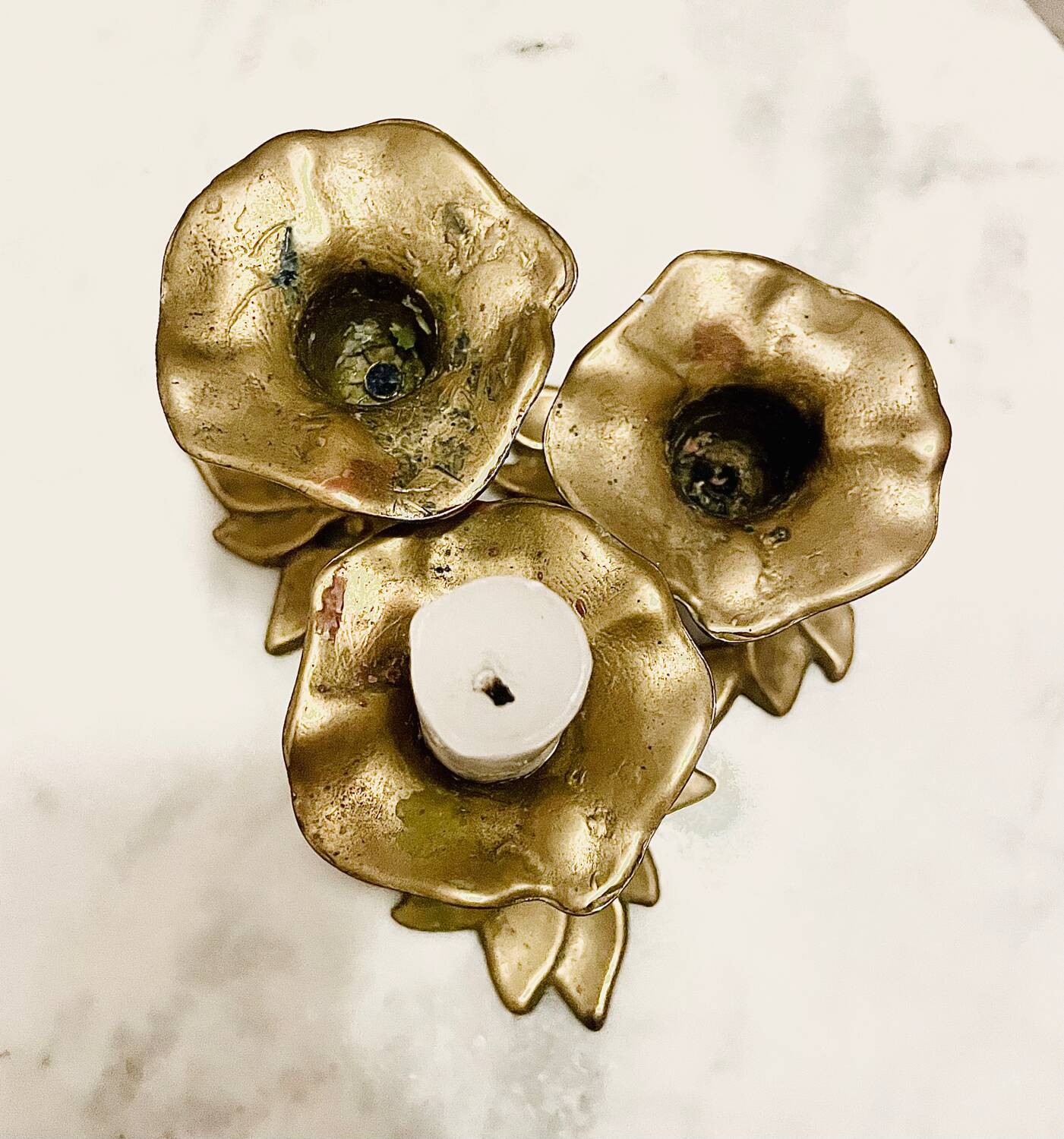 Floral Brass Candle Holder