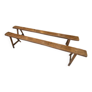 Paire bancs de ferme - rustique 1950