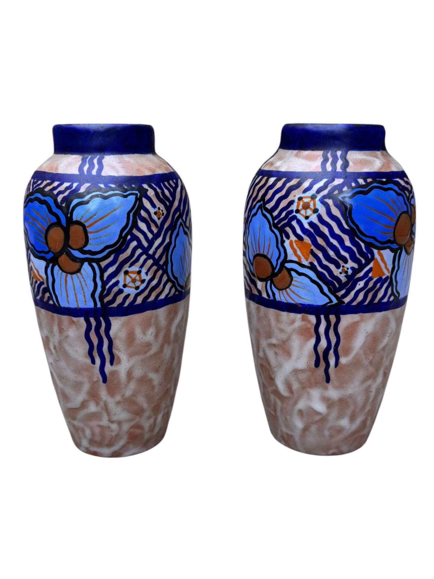 2 Art Deco vases in glazed stoneware signed Louis Dage