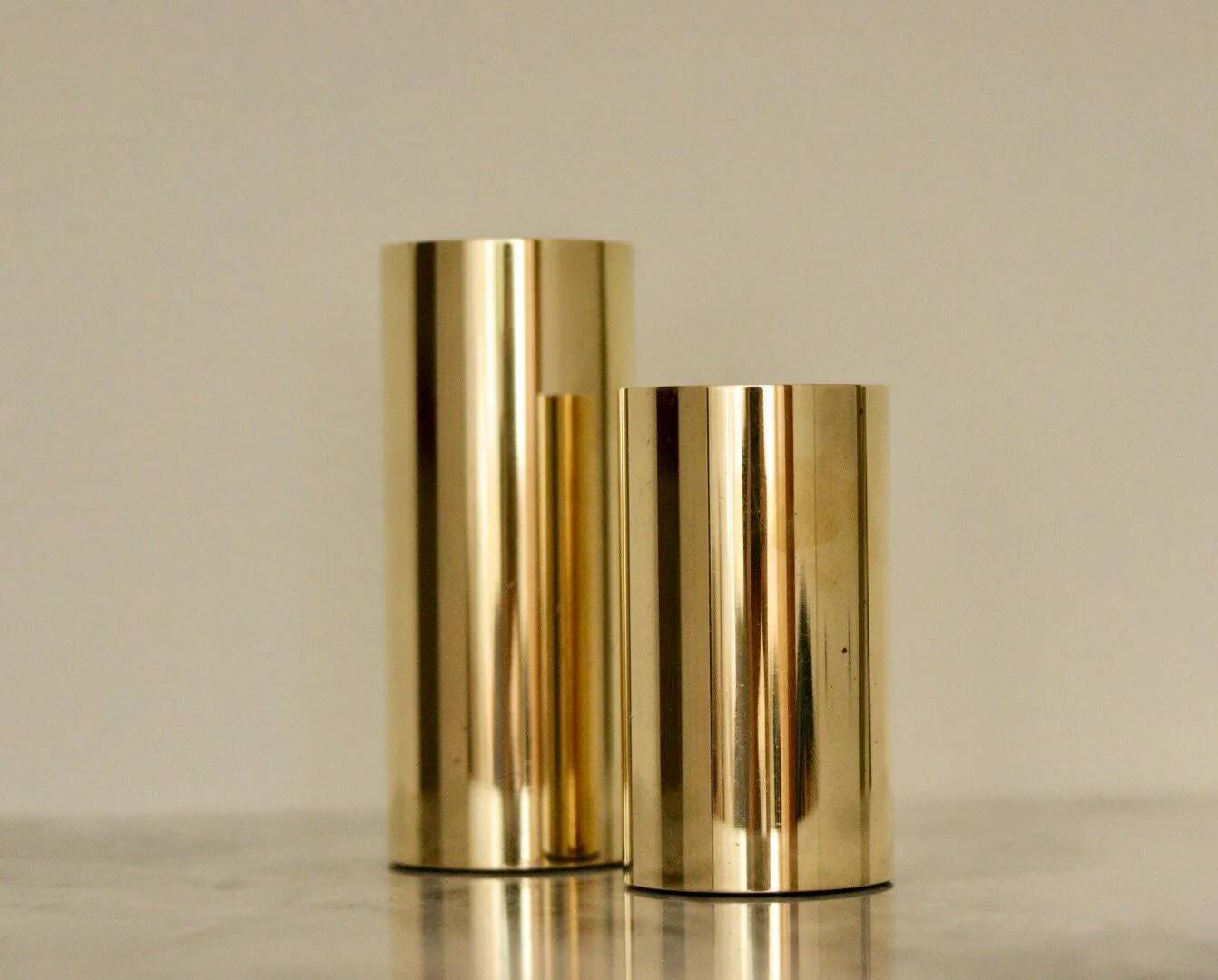 Pair of Norwegian brass candlesticks from the mid-century by Colseth.