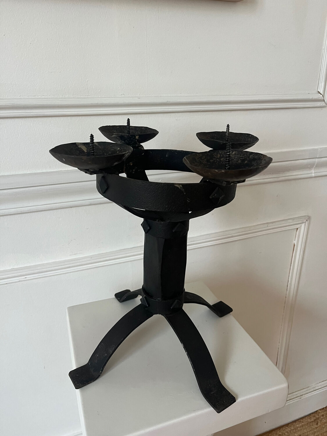 Brutalist wrought iron chandelier antique