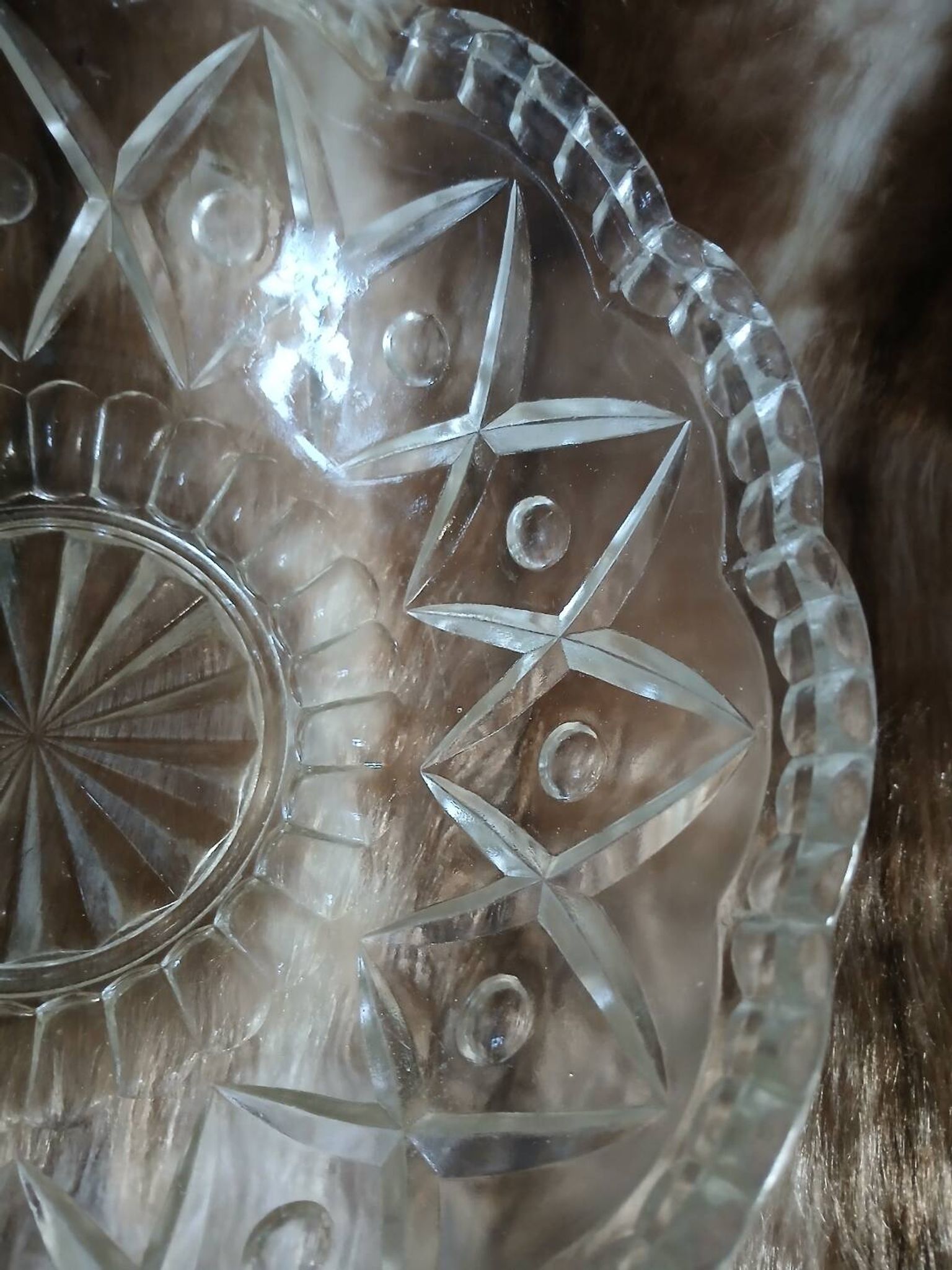 Antique cut glass salad bowl