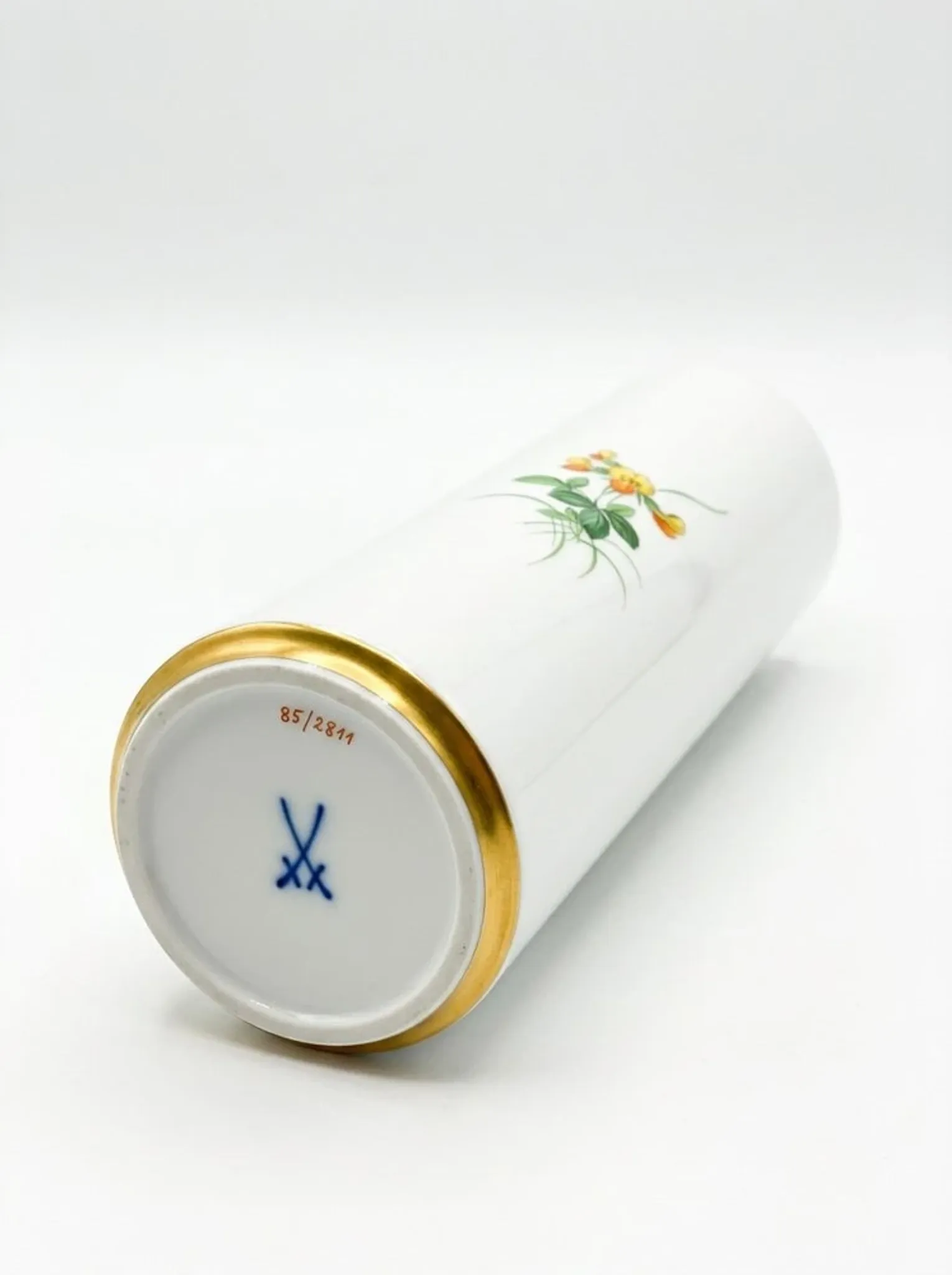 Cylindrical vase with wildflower decoration by Meissen, 1970s