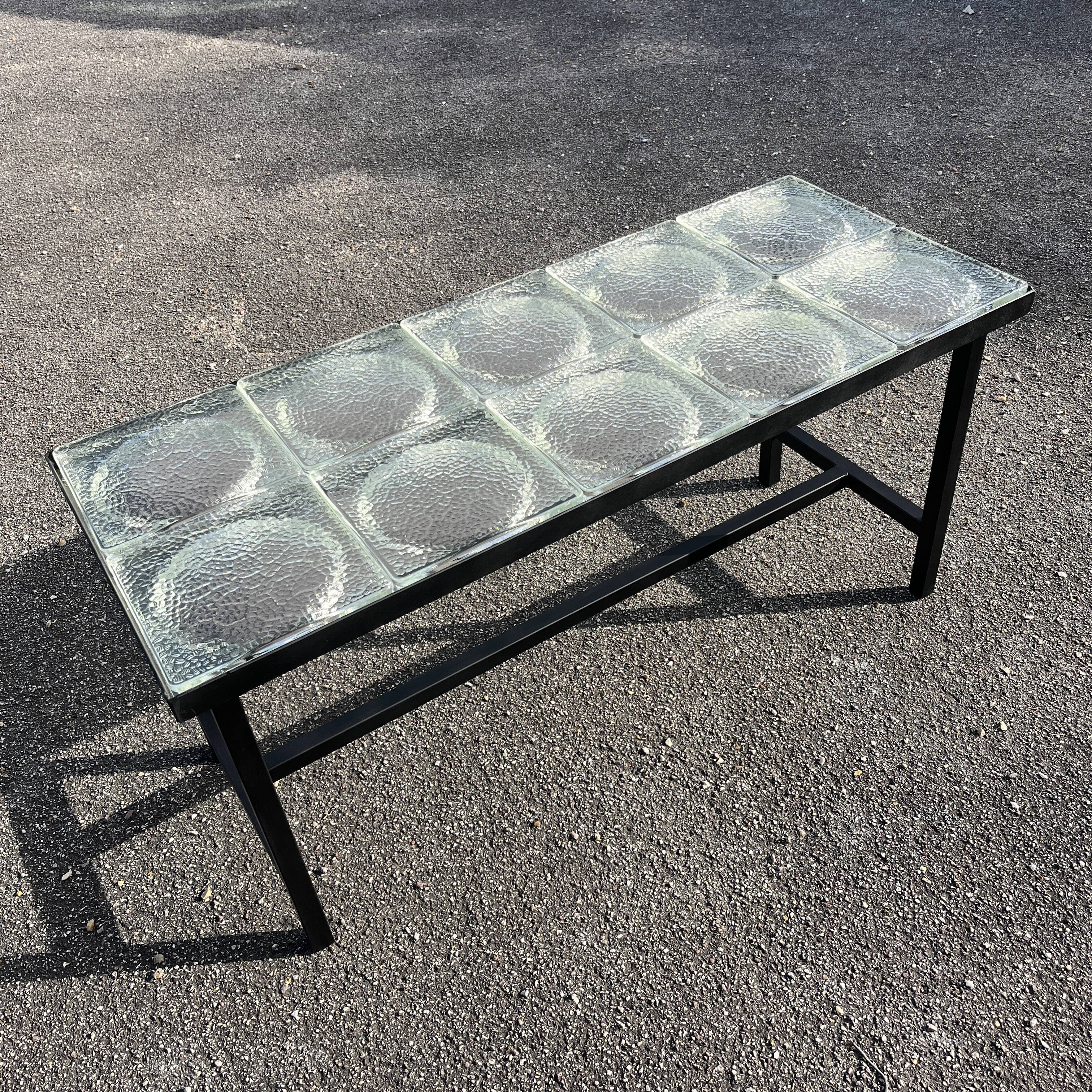 Table basse moderniste carreaux de verre Saint Gobain