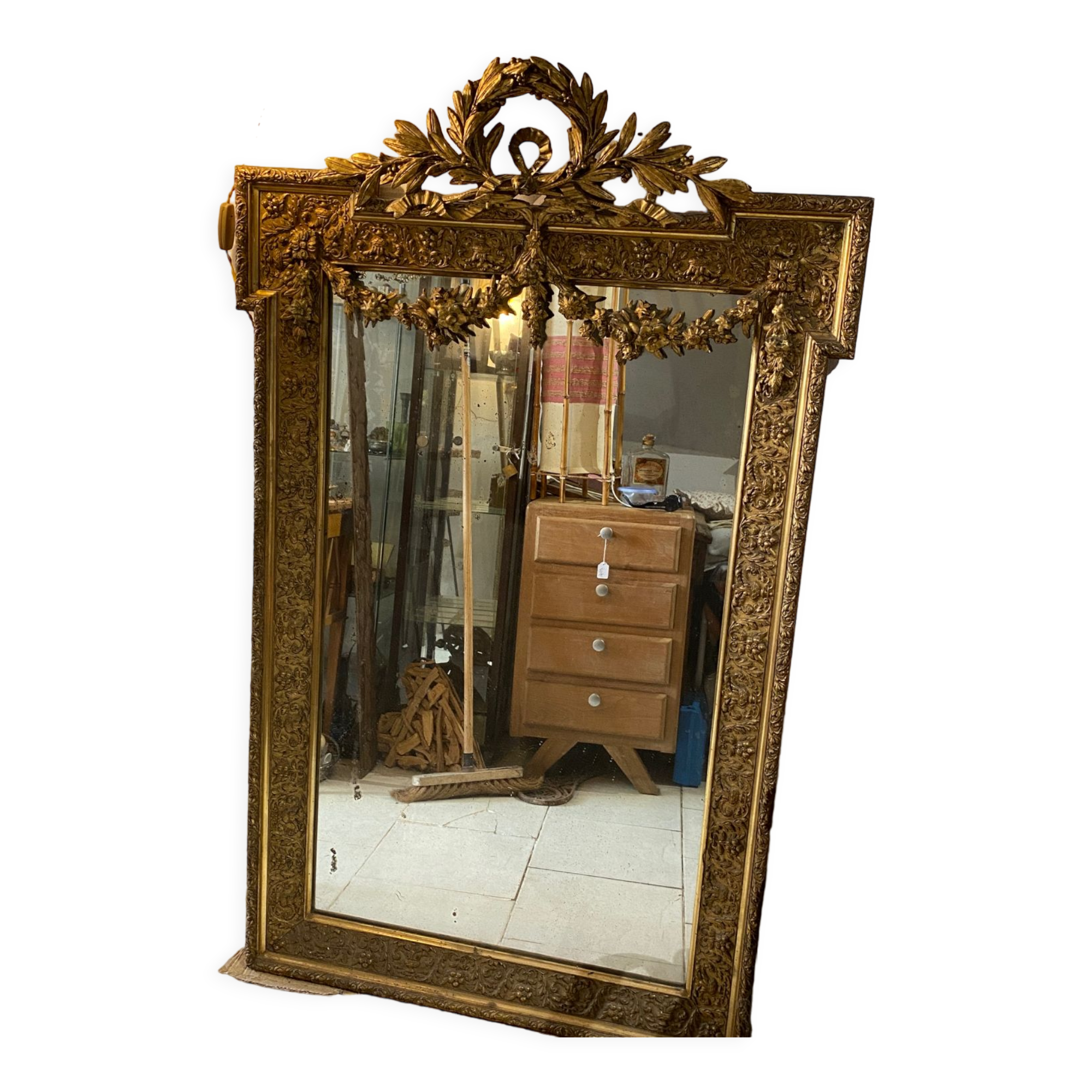 Large mirror Louis XVI old gold 87x142cm