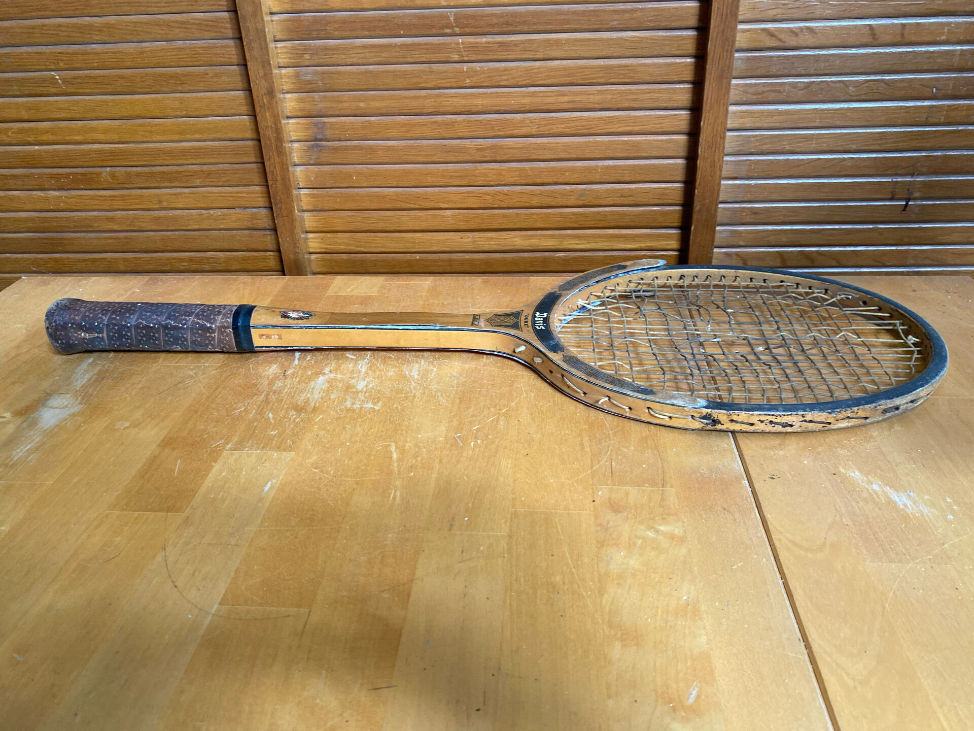 Vintage Tennis Racket DAVIS Duke Wood + Leather Case #E218