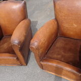 Pair of leather club armchairs