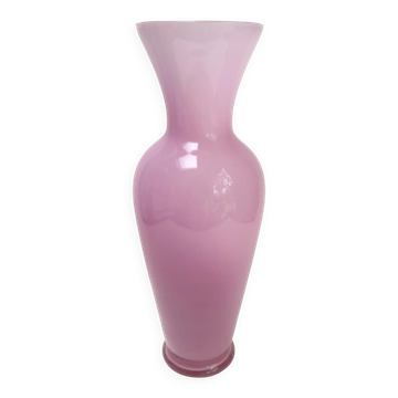 Large pink opaline vase made in Italy