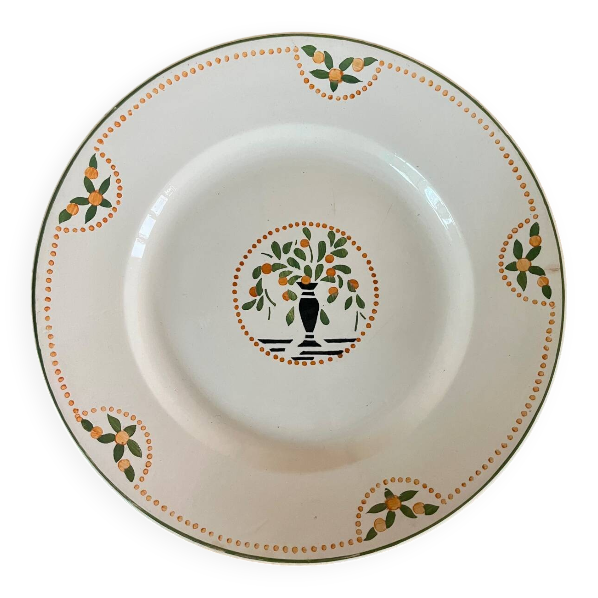 Large round iron earth dish Longwy Brest