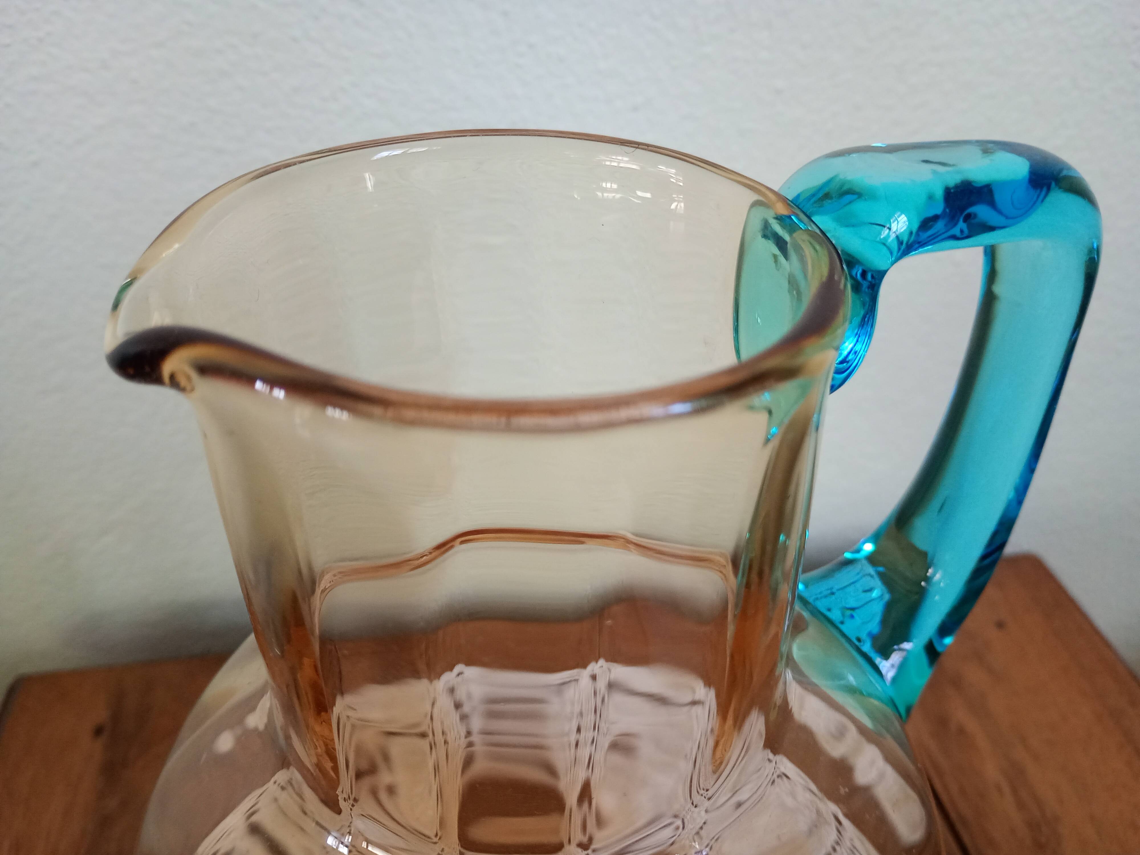 Portieux glassware pitcher - George Sand model - blue and amber